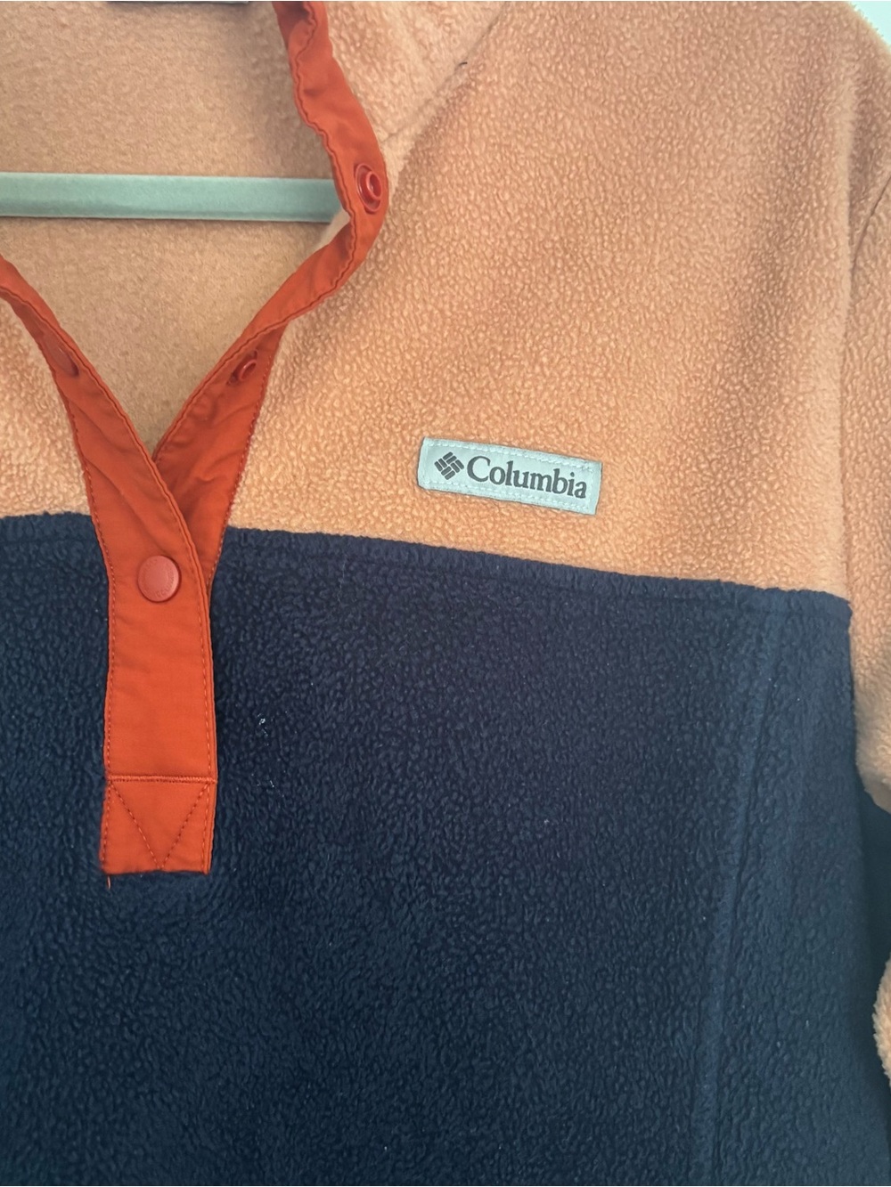 Columbia Orange and Navy Fleece Pullover